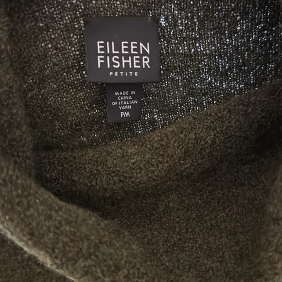 Eileen Fisher wool/alpaca/nylon/spandex green turtleneck sweater Petite Medium - Picture 3 of 6